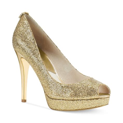 michael kors york pump gold|Michael Kors block heel pumps.